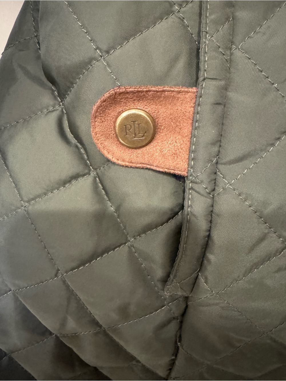 Lauren Ralph Lauren Olive Green Quilted Hooded Coat Jacket Size M - Picture 9 of 9